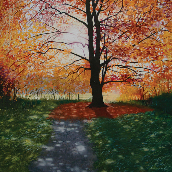 Landscape and countryside greeting card. Autumn Light