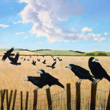 Summer Rooks landscape and bird greeting card by Heather Blanchard.