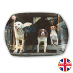 Medium Melamine Serving Tray featuring working dogs. The Beaters Bus by Charles Sainsbury-Plaice