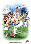 Cricket greeting card. Bowling the maiden over by Courtney Thomas