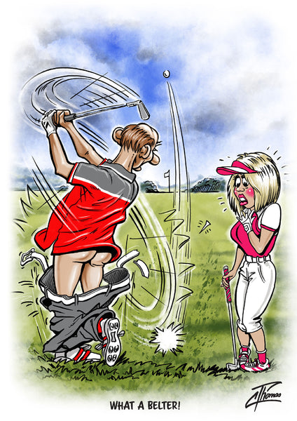 Golf greeting card. What a Belter by Courtney Thomas