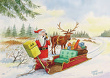 Cartoon Reindeer and Bird Christmas Card Pack by David Thelwell