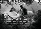 hunting greeting card black and white gate closing