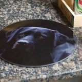 Glass Platter Worktop Saver. Black Labradors