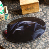 Glass Platter Worktop Saver. Black Labradors