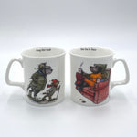 1 x Bone china cartoon walking and dogs mug. Long wet walk by Bryn Parry