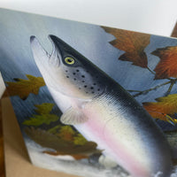 Salmon & Dipper saltwater fish greeting card by M J Pledger