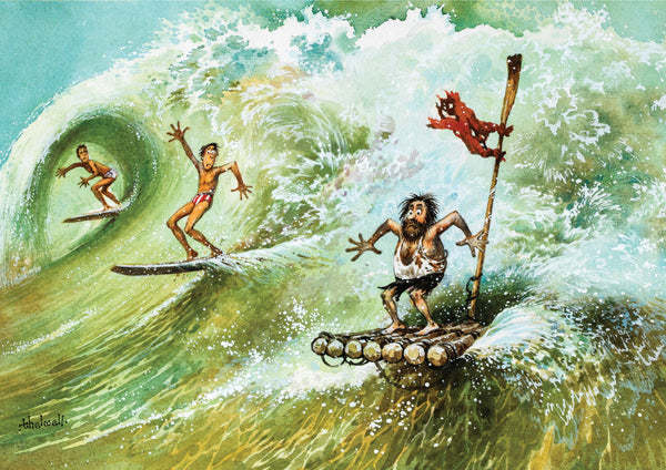 Funny cartoon greeting card. Castaway by Thelwell