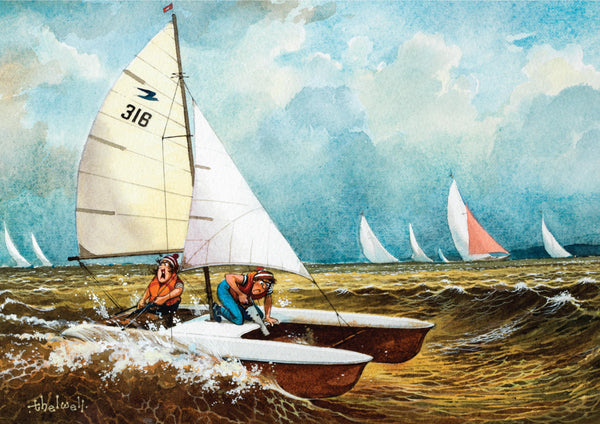 Sailing greeting card. Blank on the inside. The Gathering Storm by Thelwell