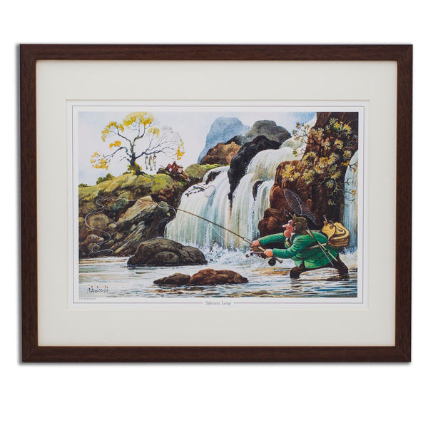 Salmon Leap by Norman Thelwell. Collector's print. Copied from original pai...