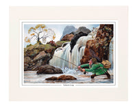 Salmon Leap by Norman Thelwell. Collector's print. Copied from original pai...
