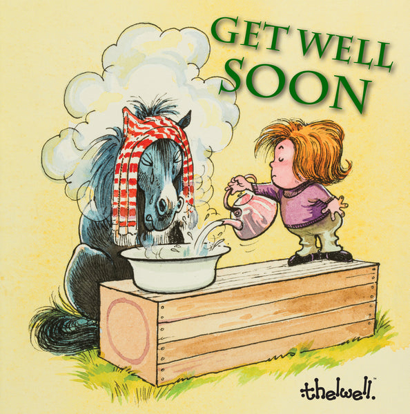 Horse or Pony Greeting Card with Sound "Coughs" Get Well Soon by Norman Thelwell