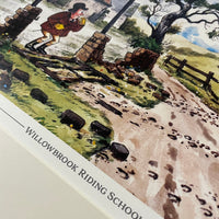 Impression de cheval de dessin animé. École d'équitation Willowbrook par Norman Thelwell.