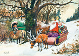Thelwell horse and pony Christmas card featuring Jumping the Gun festive equestrian cartoon