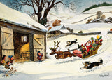 thelwell festive christmas card featuring classic Thelwell festive countryside artwork