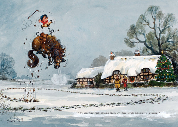 Horse or Pony Christmas Card. The Christmas Present by Norman Thelwell