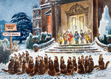 thelwell christmas card featuring classic Thelwell festive countryside artwork