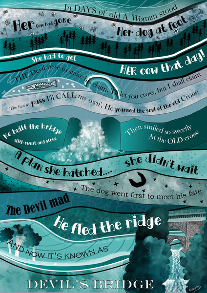 Devil's Bridge Poem greeting card by Amanda Skipsey